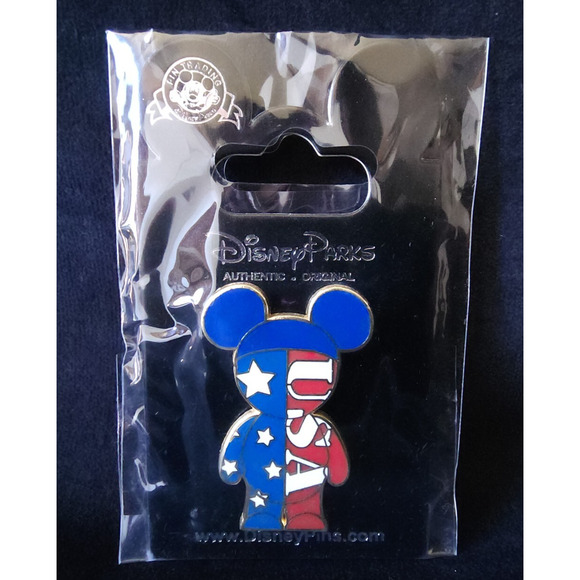 Disney Official Pin Trading USA Patriotic 2008 Red White Blue Mickey Ears Rare - Picture 1 of 3